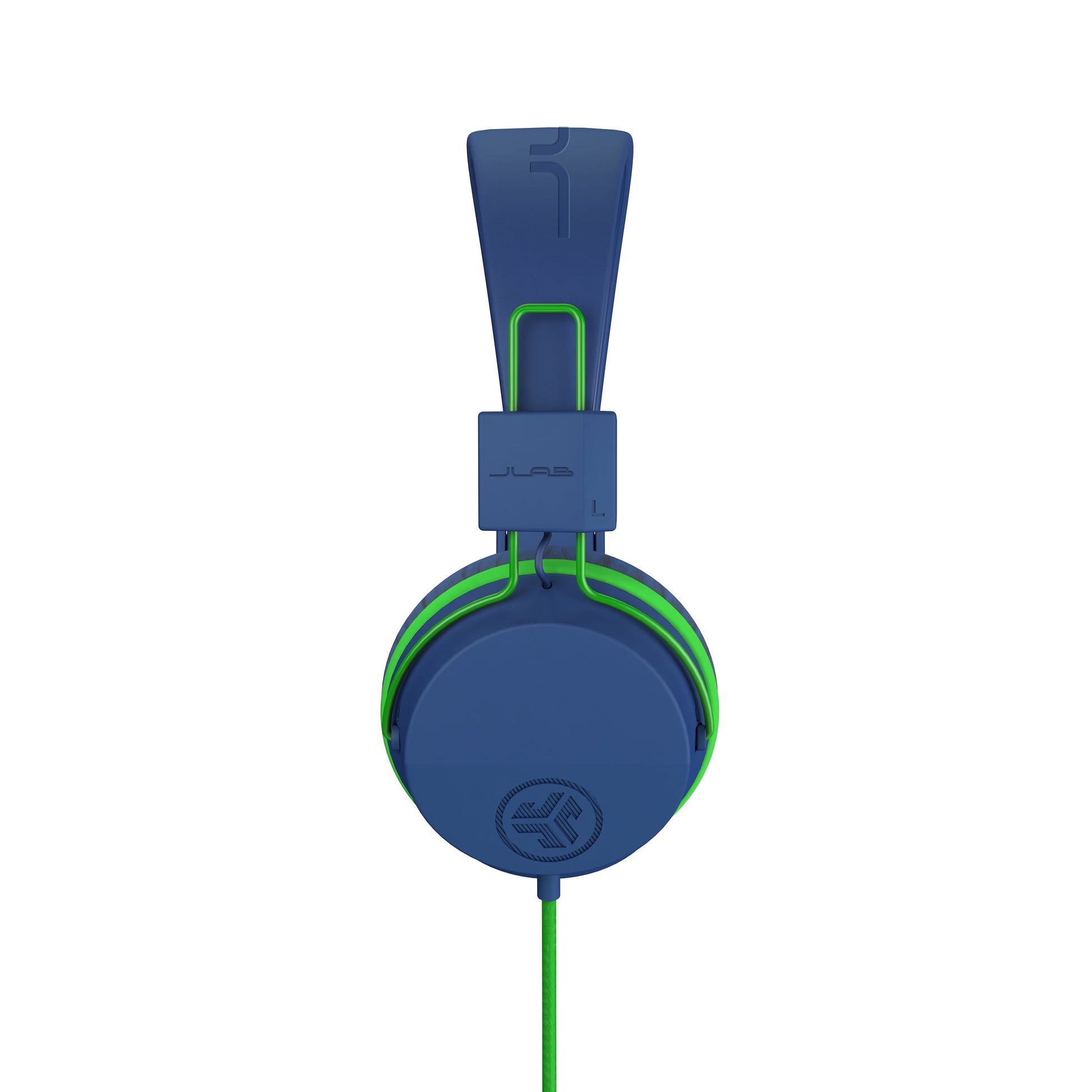 JLab JBuddies Studio On-Ear Kids Wired Headphones, Blue/Green, Studio Volume Safe, Volume Limiter, Folding, Adjustable, Noise Isolation, with Mic