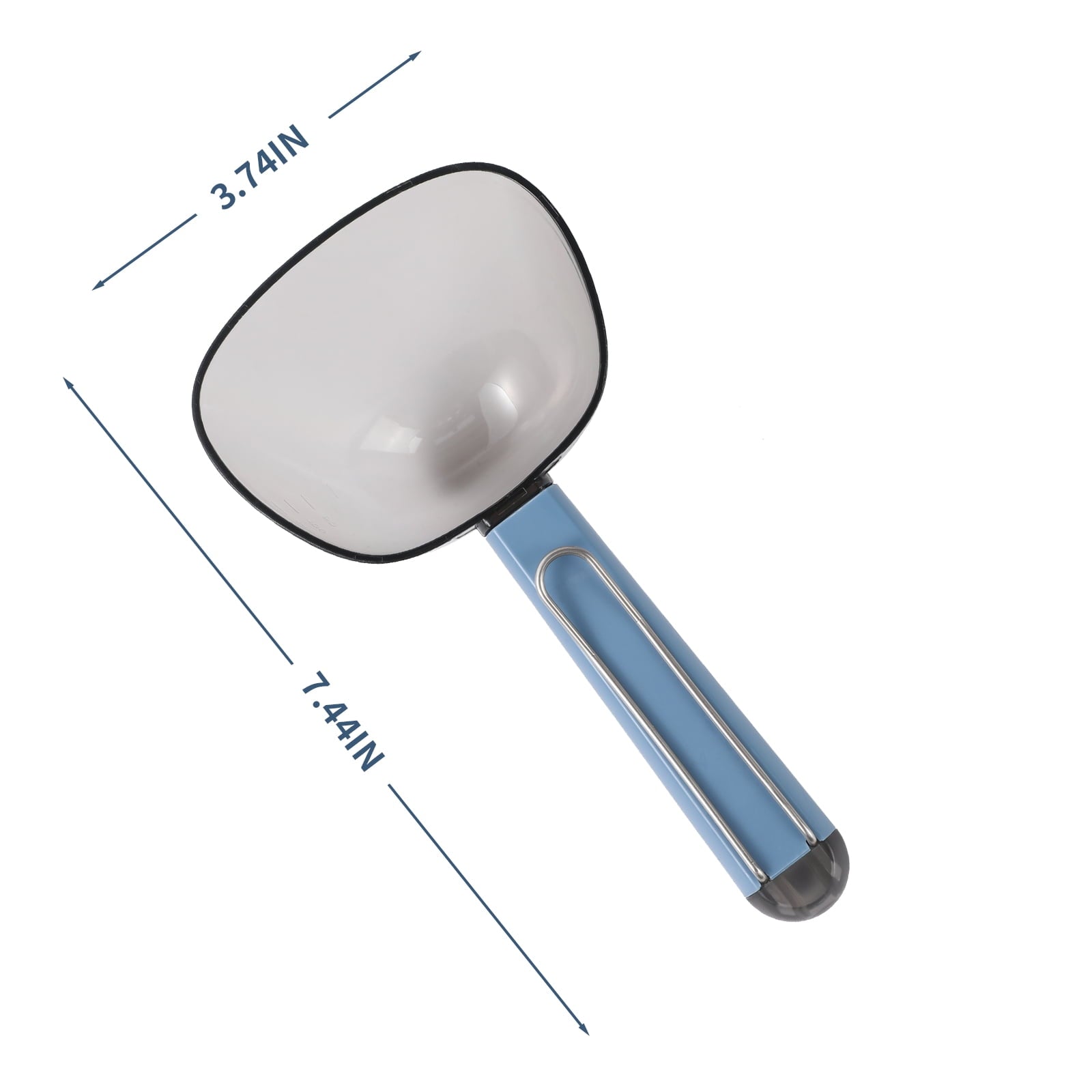 LAMEI 2 Pack Measuring Scoops Set, Handle with Clip, Reusable Clear Plastic Scoops, Suitable for Pet Food, Coffee Bean, Powders, and Other Grains, Measurement and Food Storage