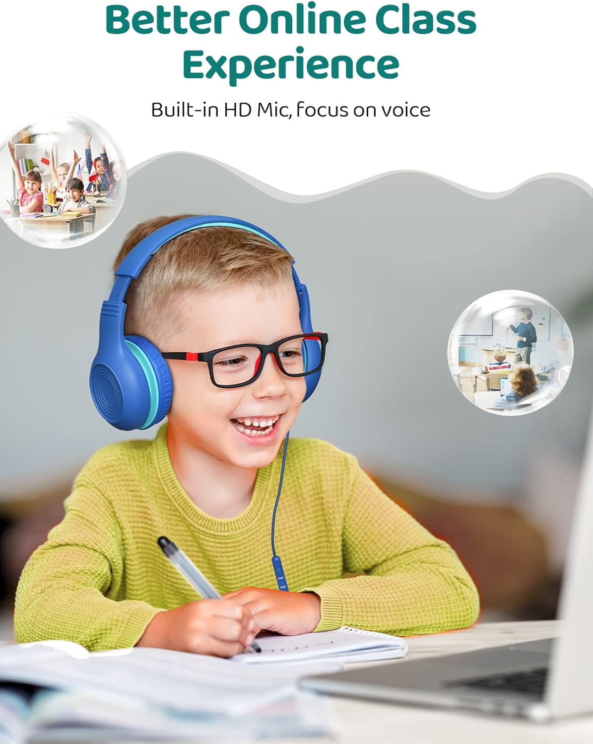 Mpow Kids Headphones with Microphone, Foldable 85/94dB Safe Volume Stereo Adjustable over Ear Headphones for Kids, Girls, Boys, Children, Share Function Wired Kids Headphones for School Tablet