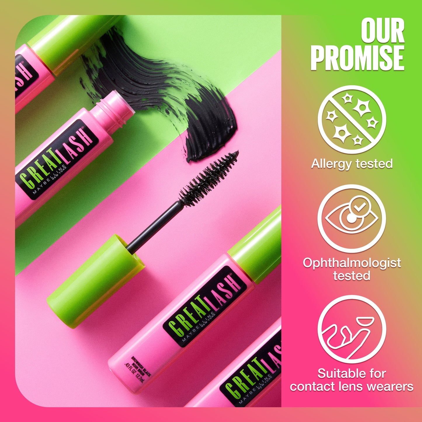 Maybelline Great Lash Lots of Lashes Washable Mascara, Brownish Black, 0.43 fl oz