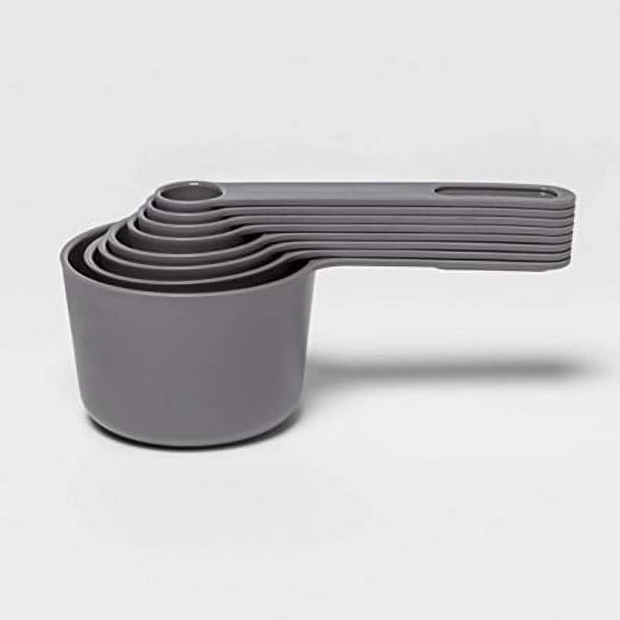Charcoal Gray 8pc Modern Plastic Measuring Cup and Spoons Set