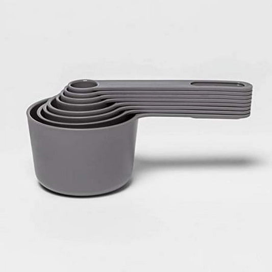 Charcoal Gray 8pc Modern Plastic Measuring Cup and Spoons Set