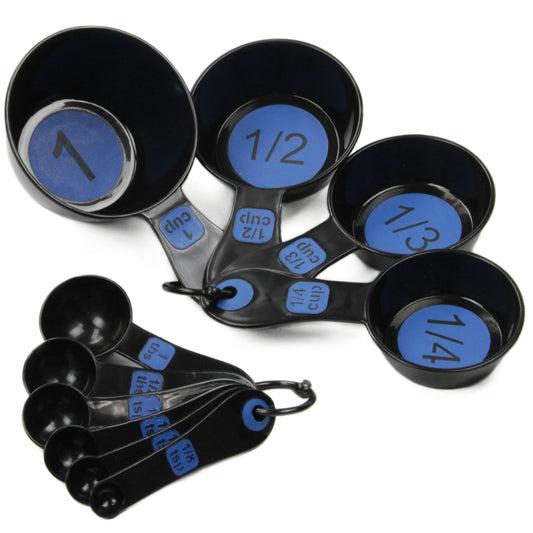 Chef Craft Easy to Read Plastic Measuring Cup, 10 Piece Set, Blue