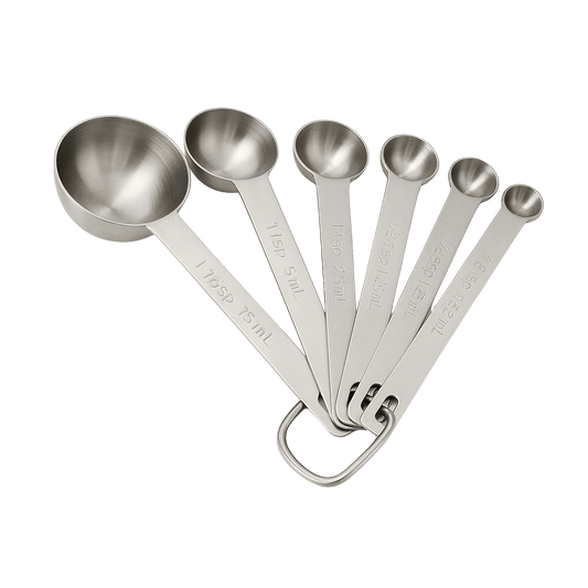 6-Piece Stainless Steel Measuring Spoons Set – 18/8 Rustproof Metal Spoons with Engraved Markings – Dishwasher Safe Nested Set for Baking, Cooking, Spices, Dry and Liquid Ingredients