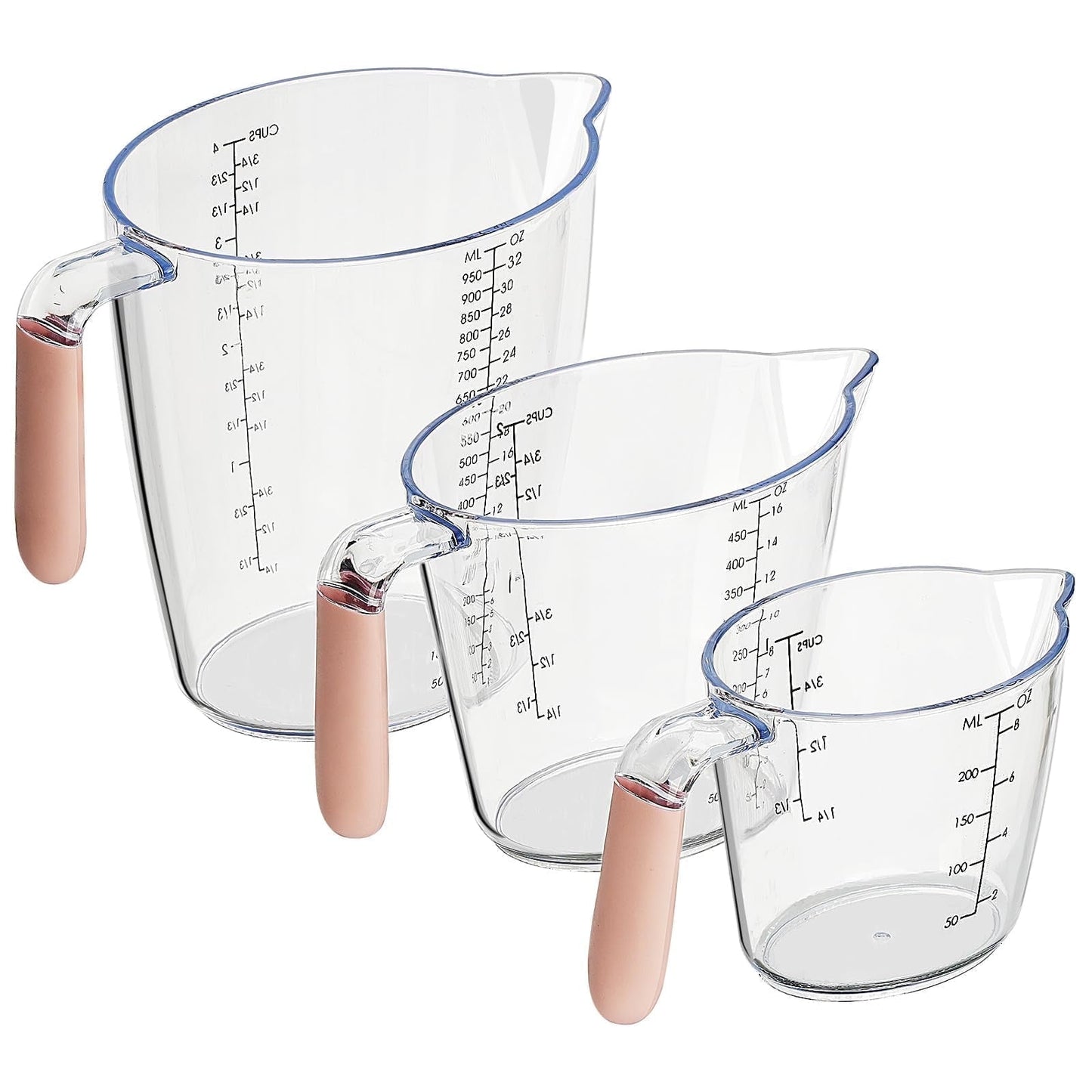 IWNTWY 3-Piece Measuring Cups, Stackable Plastic Measuring Cups for Kitchen Prepping, Baking, Cooking