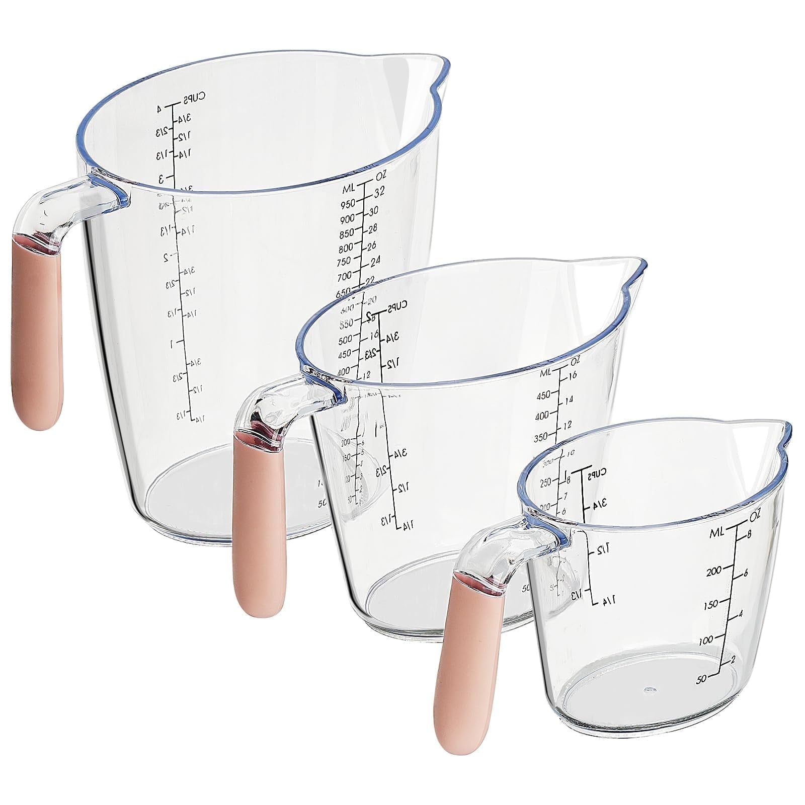 IWNTWY 3-Piece Measuring Cups, Stackable Plastic Measuring Cups for Kitchen Prepping, Baking, Cooking