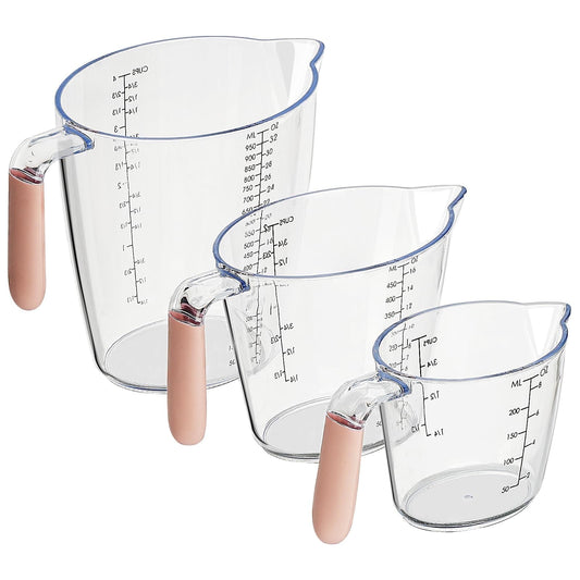 IWNTWY 3-Piece Measuring Cups, Stackable Plastic Measuring Cups for Kitchen Prepping, Baking, Cooking