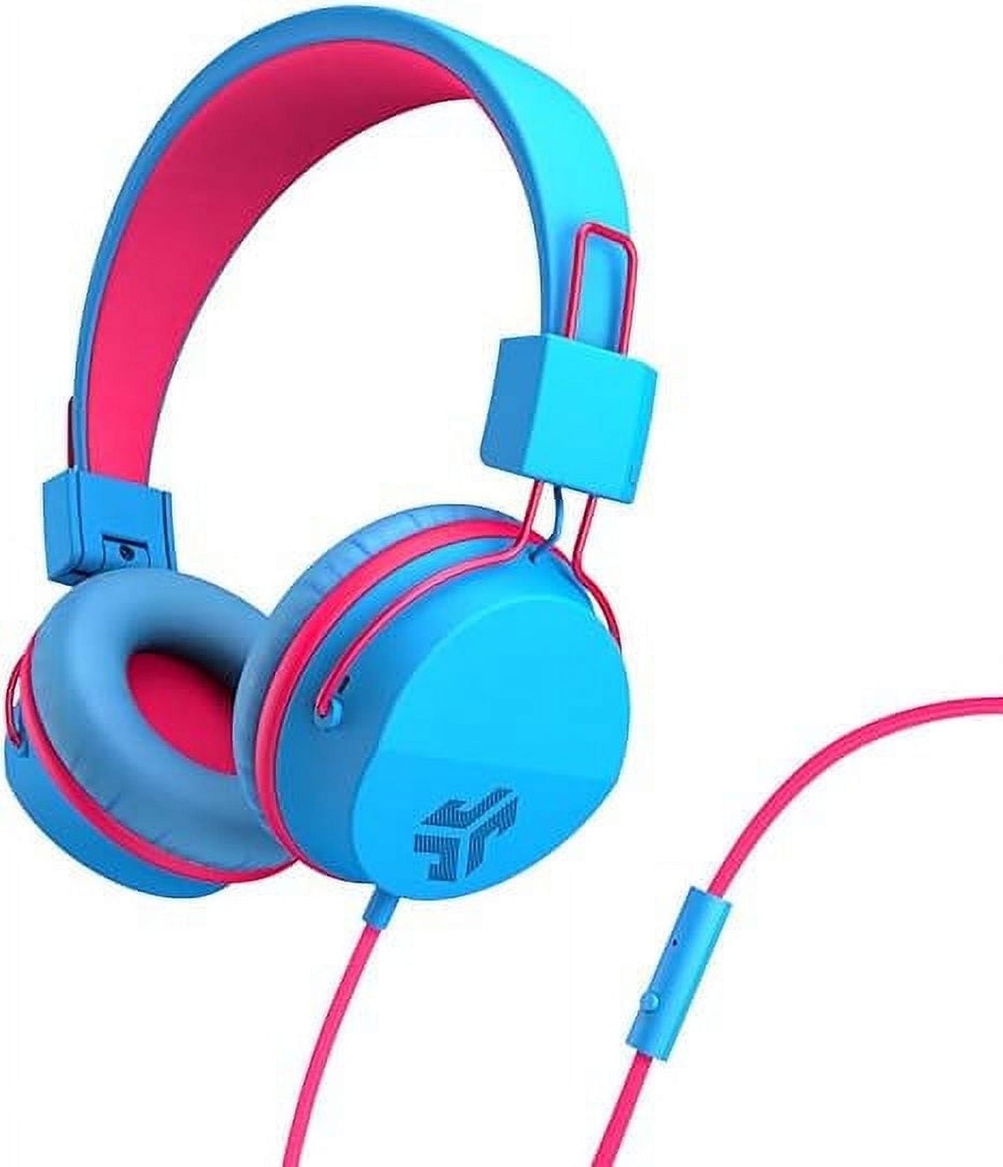 JLab JBuddies Studio On-Ear Kids Wired Headphones, Blue/Green, Studio Volume Safe, Volume Limiter, Folding, Adjustable, Noise Isolation, with Mic