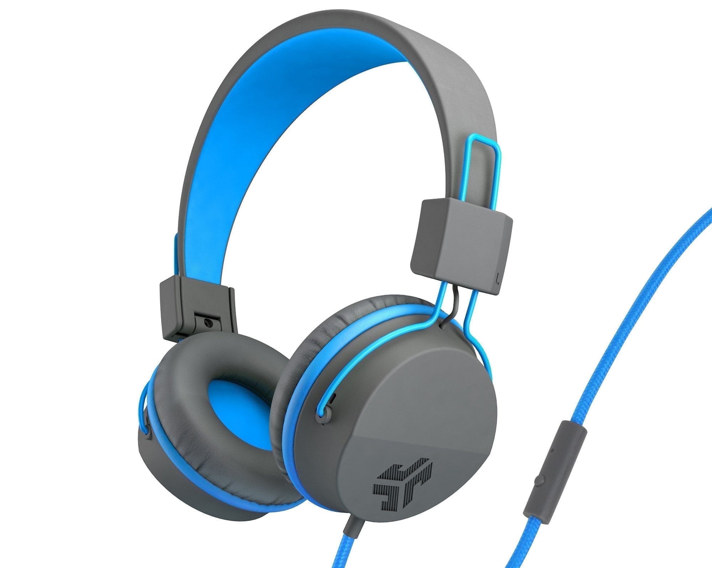 JLab JBuddies Studio On-Ear Kids Wired Headphones, Blue/Green, Studio Volume Safe, Volume Limiter, Folding, Adjustable, Noise Isolation, with Mic