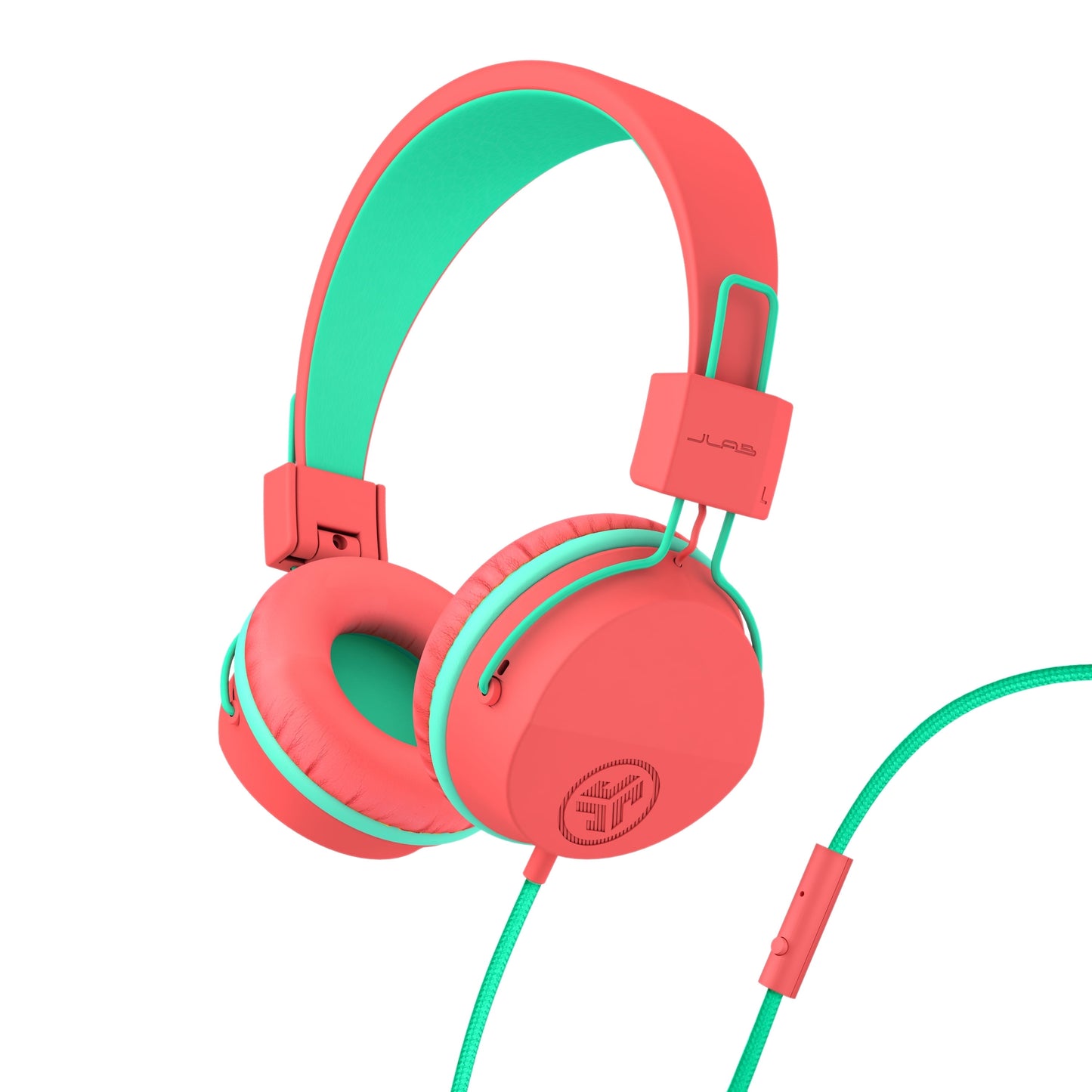 JLab JBuddies Studio On-Ear Kids Wired Headphones, Blue/Green, Studio Volume Safe, Volume Limiter, Folding, Adjustable, Noise Isolation, with Mic
