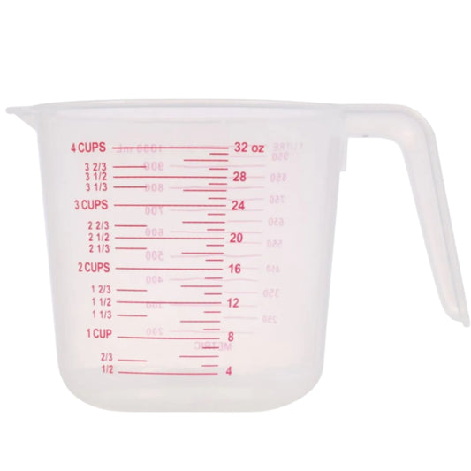 Large 4-Cup Capacity Clear Plastic Measuring Cup, Cooking Baking Home Kitchen Tool with Cups Ounces Milliliter Markings Bakery Restaurant Pastry Cafeterias Cafe Coffee Shops Gift Utensil