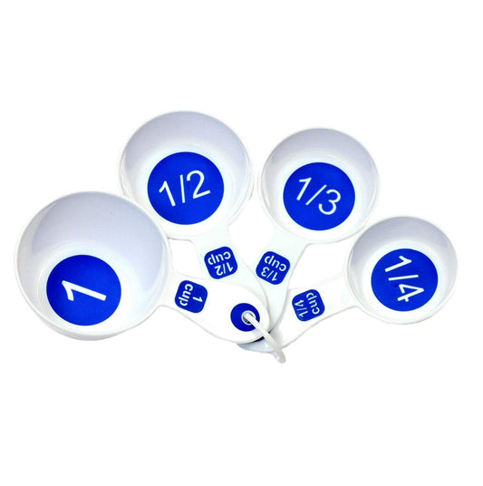 Measuring Cups with Large Print- Set of 4- White-Blue