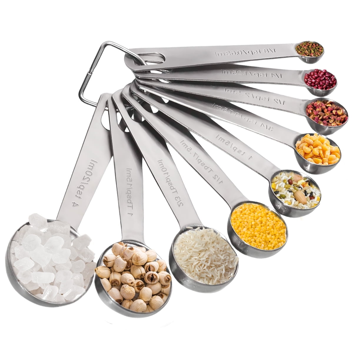 Measuring Spoons, Stainless Steel Measuring Spoons Set of 9, Kitchen Measuring Tools for Ingredients