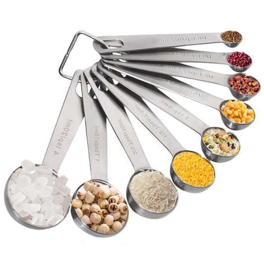Measuring Spoons, Stainless Steel Measuring Spoons Set of 9, Kitchen Measuring Tools for Ingredients