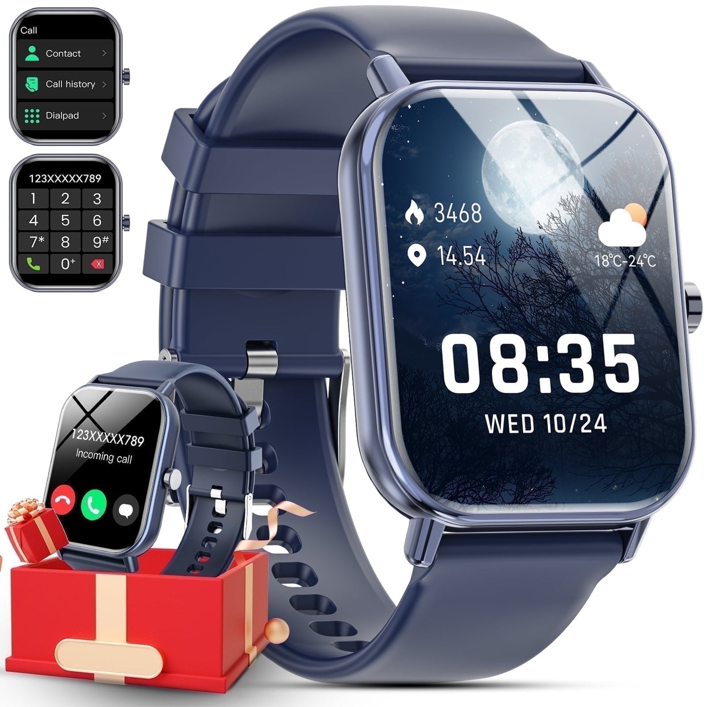 Mingwear 1.85-Inch Men's and Women's smartwatch fits for Android and iPhone Devices with Fitness Tracker, Pedometer, Answer/Call/120 Sport Modes, IP67 Waterproof Fitness Watch (Pink)