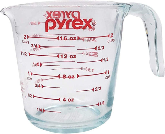 Pyrex Prepware 6001075 2-cup Measuring Cup, Red Graphics, Clear