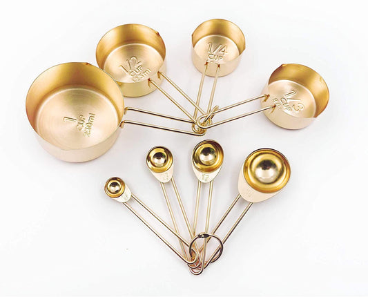 Stainless Steel Measuring Cups and Spoons Set Kitchen Accessories Stackable Metal Measuring Cups and Metal Measuring Spoons Set (8-Piece) Baking Tea Coffee Spoon Measuring Tools