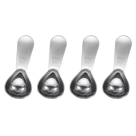 Uxcell 4Pcs Stainless Steel Coffee Scoop, 30ml Short Handle Measuring Spoon for Ground Coffee Tea Sugar Kitchen Gifts, Silver