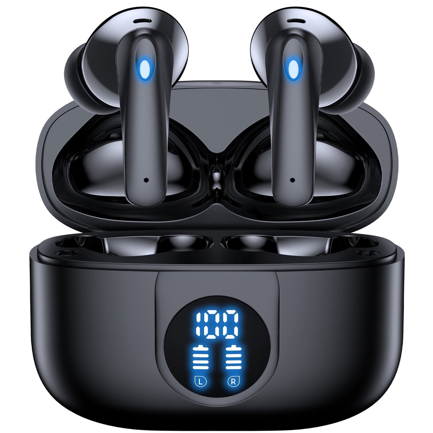 VEAT00L P91 Wireless Earbuds, Bluetooth Headphones V5.4 Stereo Ear buds with Noise Cancelling Mics, 60H Playback Mini Case with Dual LED Display, IP7 Waterproof in-Ear Earphones for Android iOS