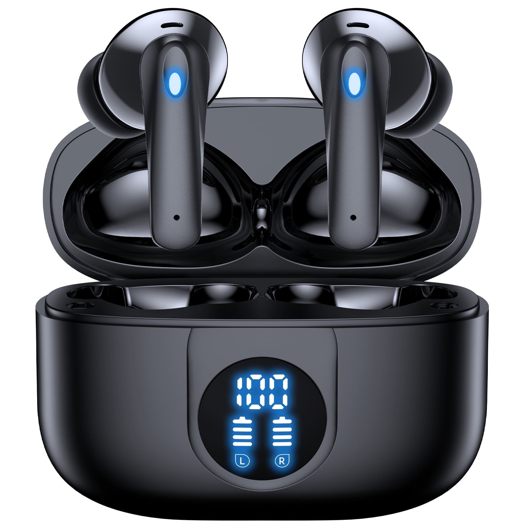 VEAT00L P91 Wireless Earbuds, Bluetooth Headphones V5.4 Stereo Ear buds with Noise Cancelling Mics, 60H Playback Mini Case with Dual LED Display, IP7 Waterproof in-Ear Earphones for Android iOS