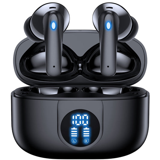 VEAT00L P91 Wireless Earbuds, Bluetooth Headphones V5.4 Stereo Ear buds with Noise Cancelling Mics, 60H Playback Mini Case with Dual LED Display, IP7 Waterproof in-Ear Earphones for Android iOS