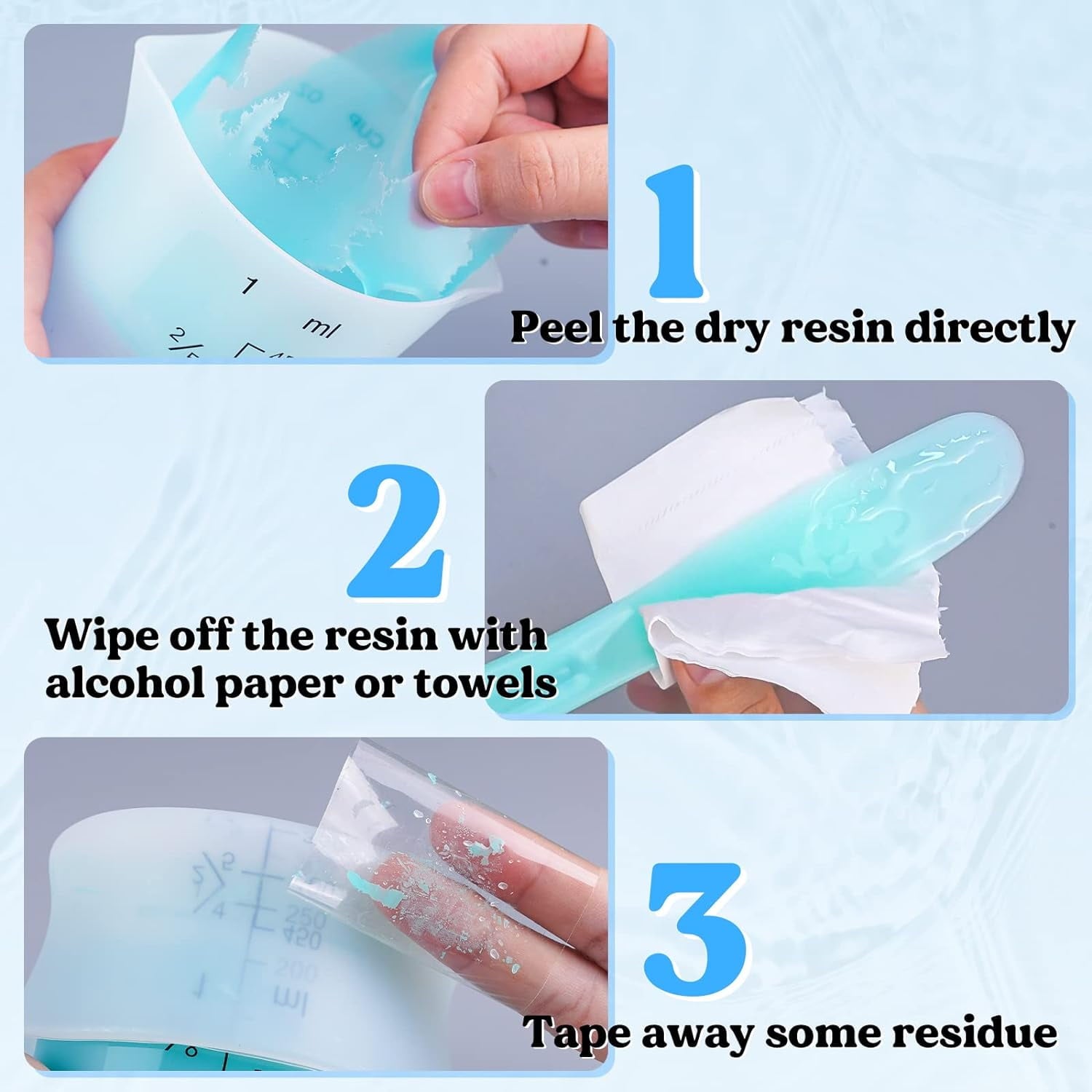 LET'S RESIN Silicone Measuring Cups, 450ml Accurate 2 Scales & 100ml Durable Measuring Cups, Epoxy Mixing Cup,Silicone Stirring Sticks, Easy Clean Resin Supplies for Resin Molds, Glitter Tumbler
