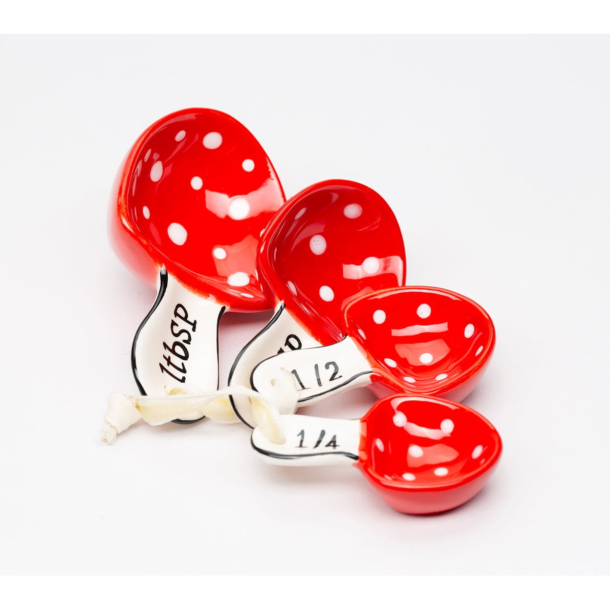 Ceramic Mushroom Measuring Spoons Set of 4 Kitchen Decor Gift for Bakers Moms