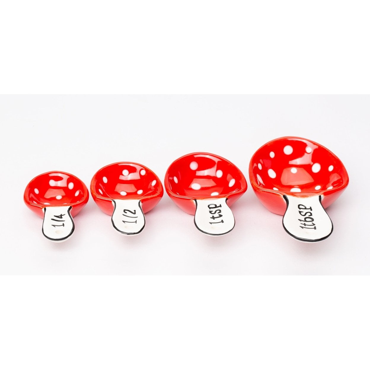 Ceramic Mushroom Measuring Spoons Set of 4 Kitchen Decor Gift for Bakers Moms