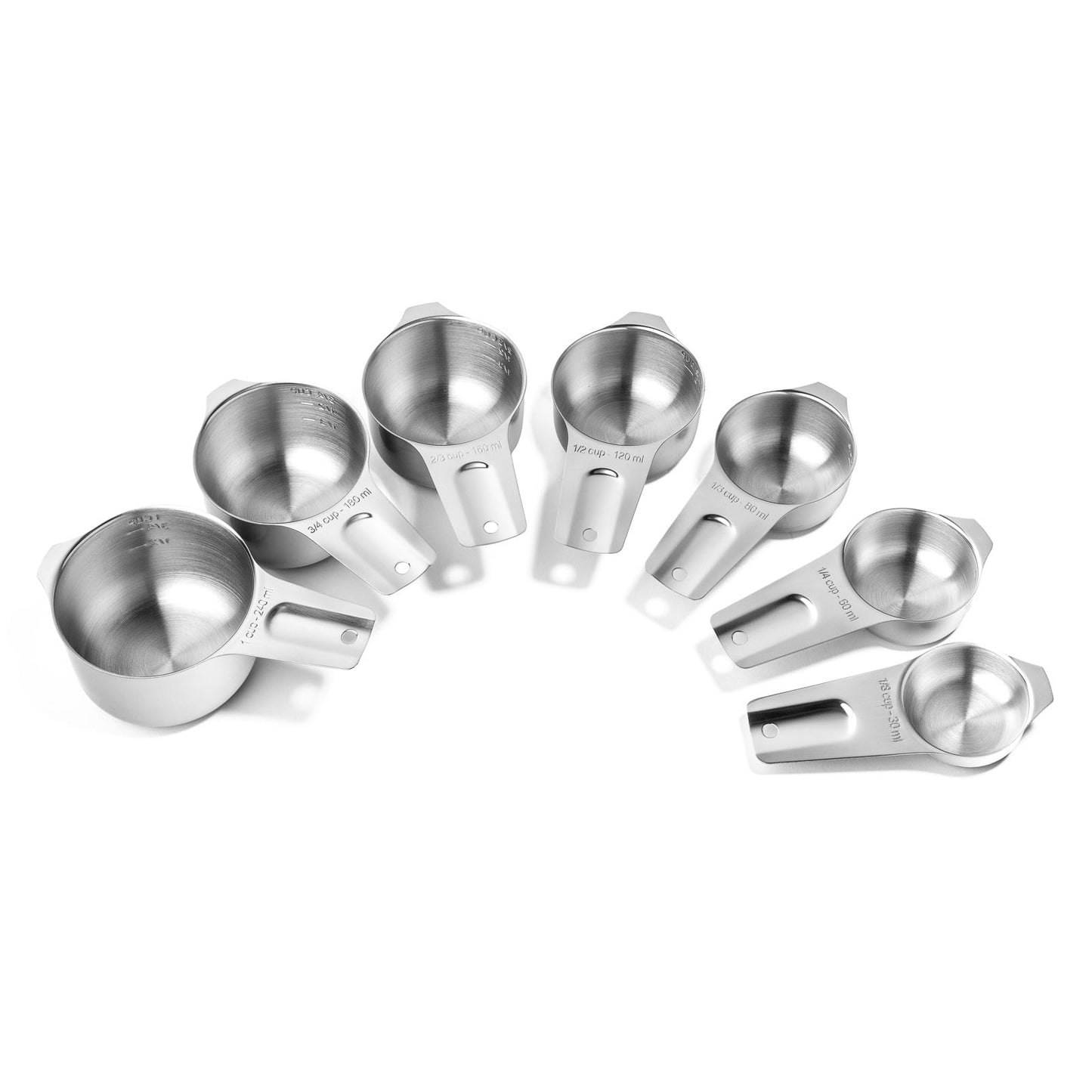 Last Confection 7-Piece Stainless Steel Measuring Cup Set, Includes 1/8 Cup Coffee Scoop