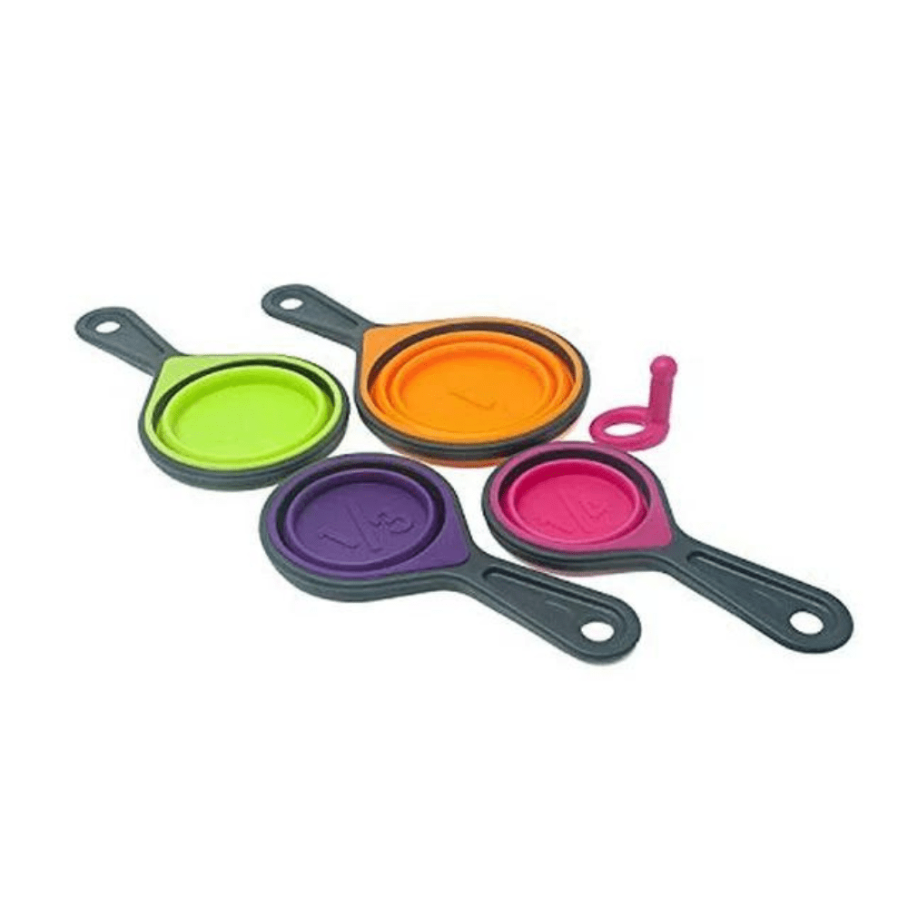 Ingeniuso Pink Collapsible Measuring Cups Set - Silicone with Citrus Strainer