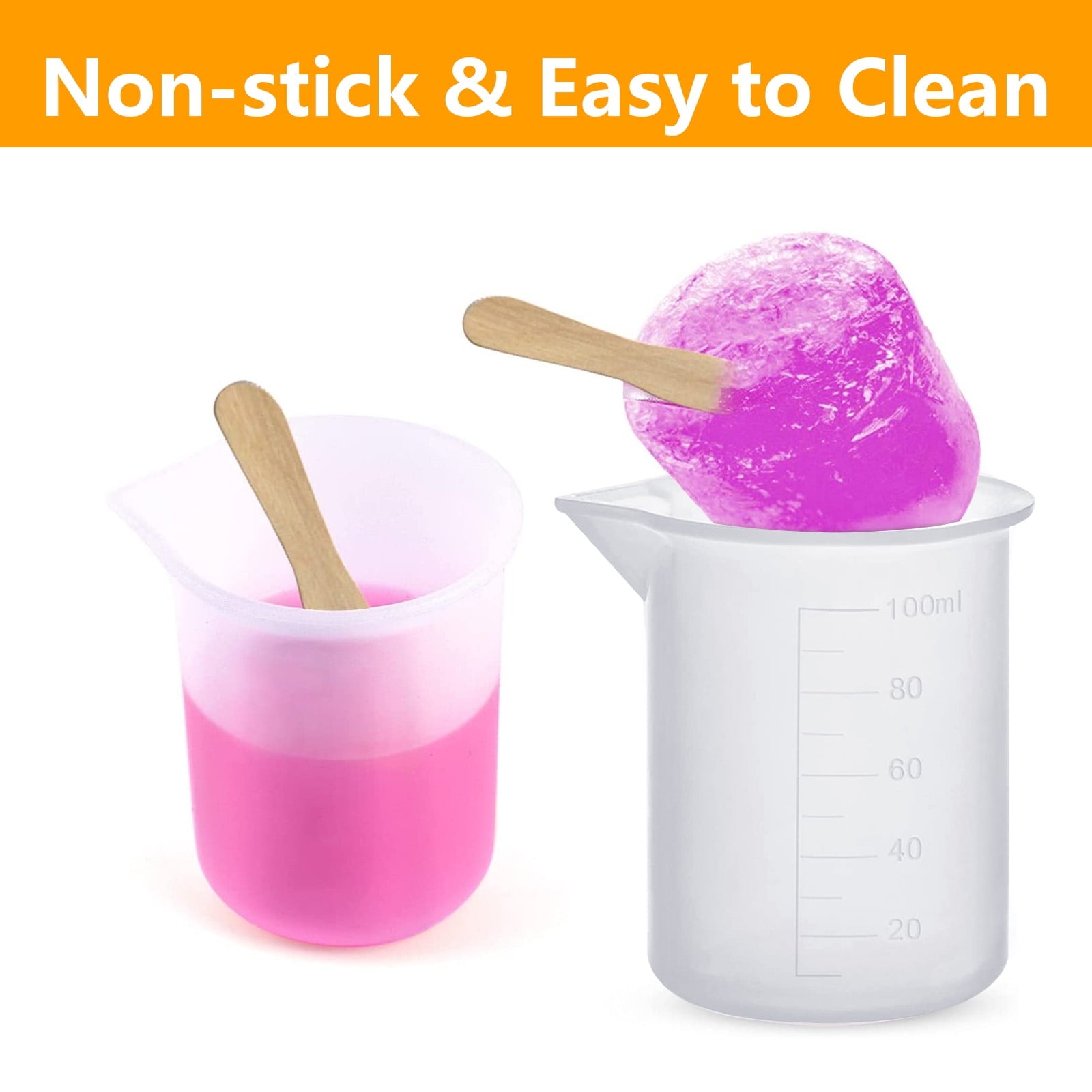 3pcs 100ml Silicone Measuring Cups for Resin, TSV Resin Mixing Cups Non-Stick, Reusable Mixing Cups  for Epoxy Resin, Art, Waxing