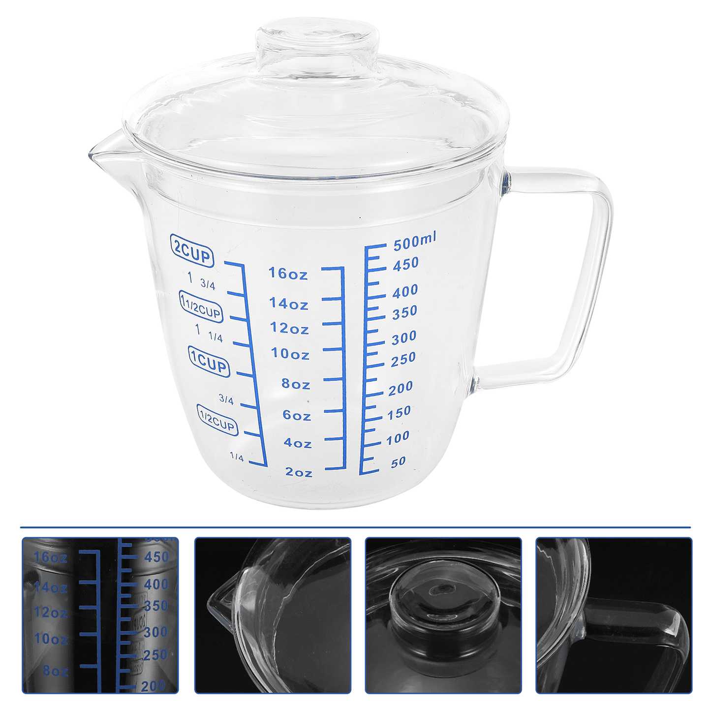 Measuring Cup Beaker Cups Liquid Graduated Mug Mixing Ceramic Jug Lid Scale Pitcher Water Container Marking Scales