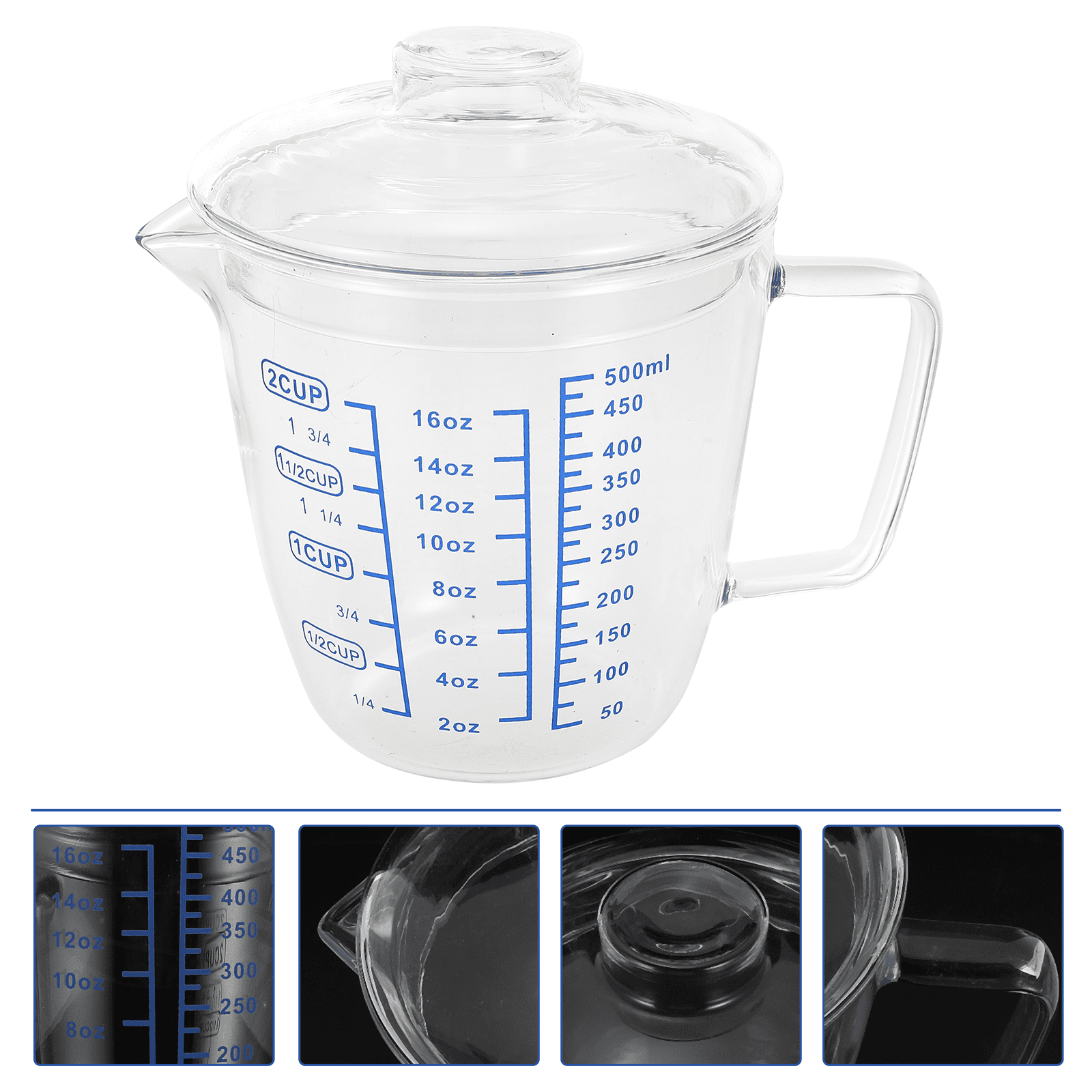 Measuring Cup Beaker Cups Liquid Graduated Mug Mixing Ceramic Jug Lid Scale Pitcher Water Container Marking Scales
