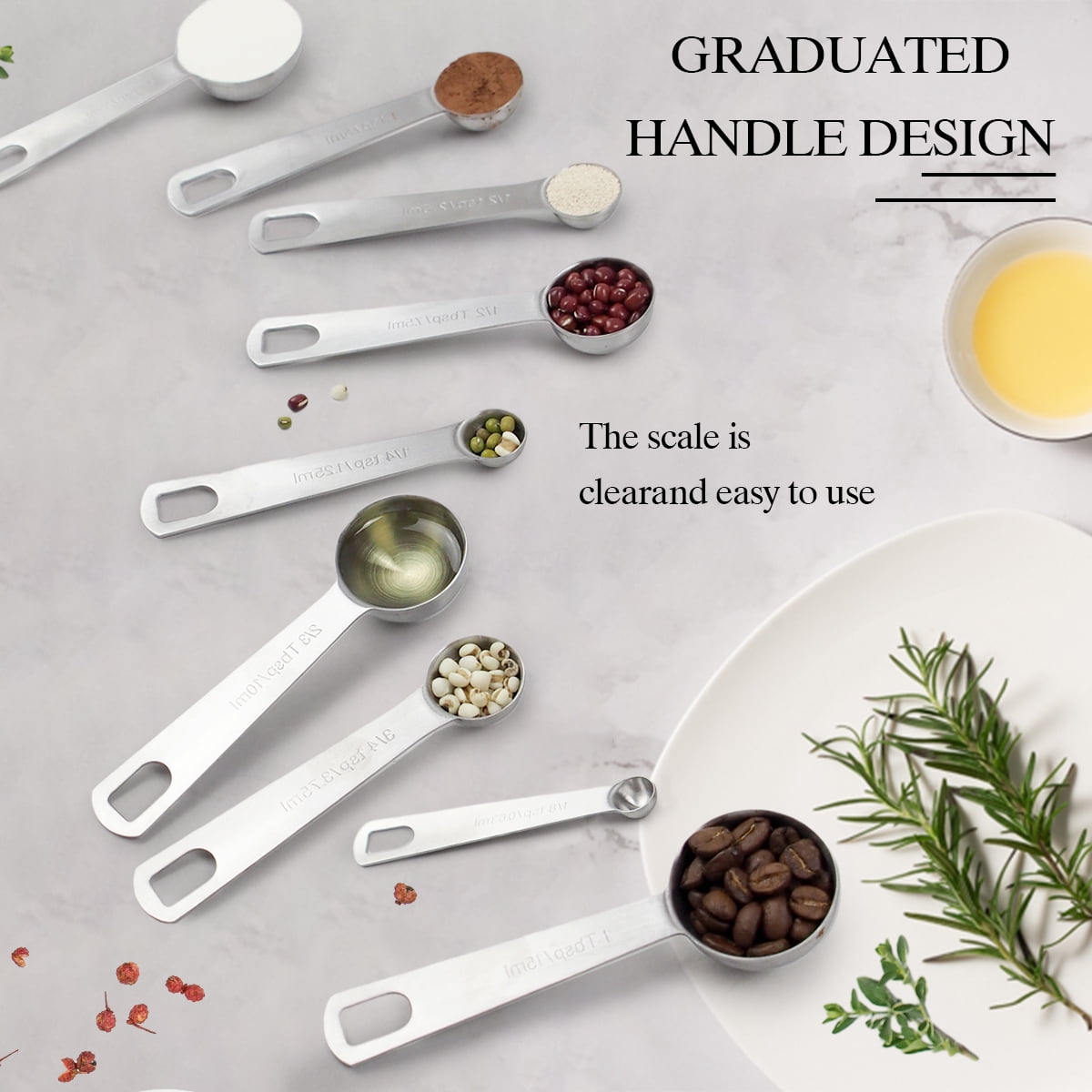 Measuring Spoons, Stainless Steel Measuring Spoons Set of 9, Kitchen Measuring Tools for Ingredients