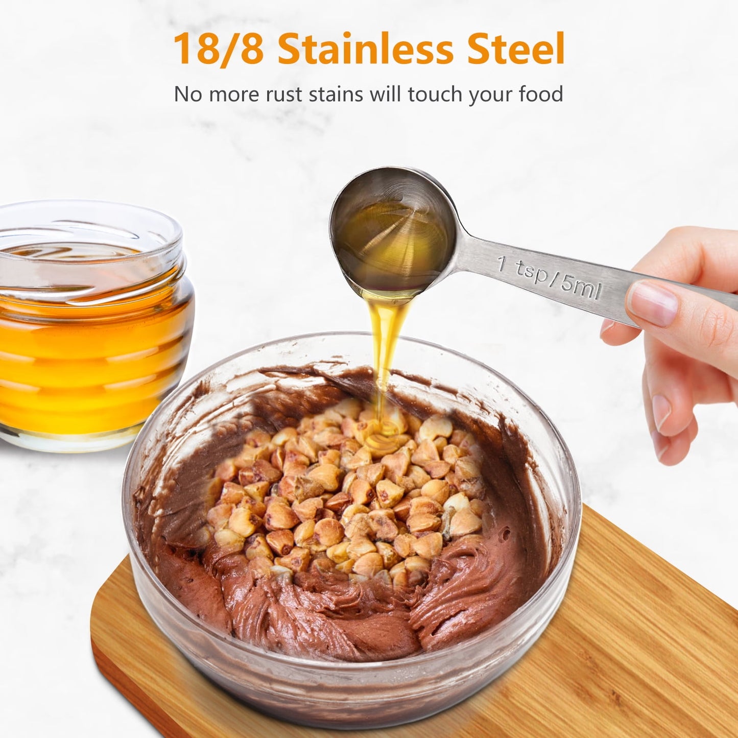 Rirool Stainless Steel Measuring Spoons Set of 9 Piece - Accurate Measurement for Cooking and Baking - Durable and Rust-Resistant Kitchen Tools