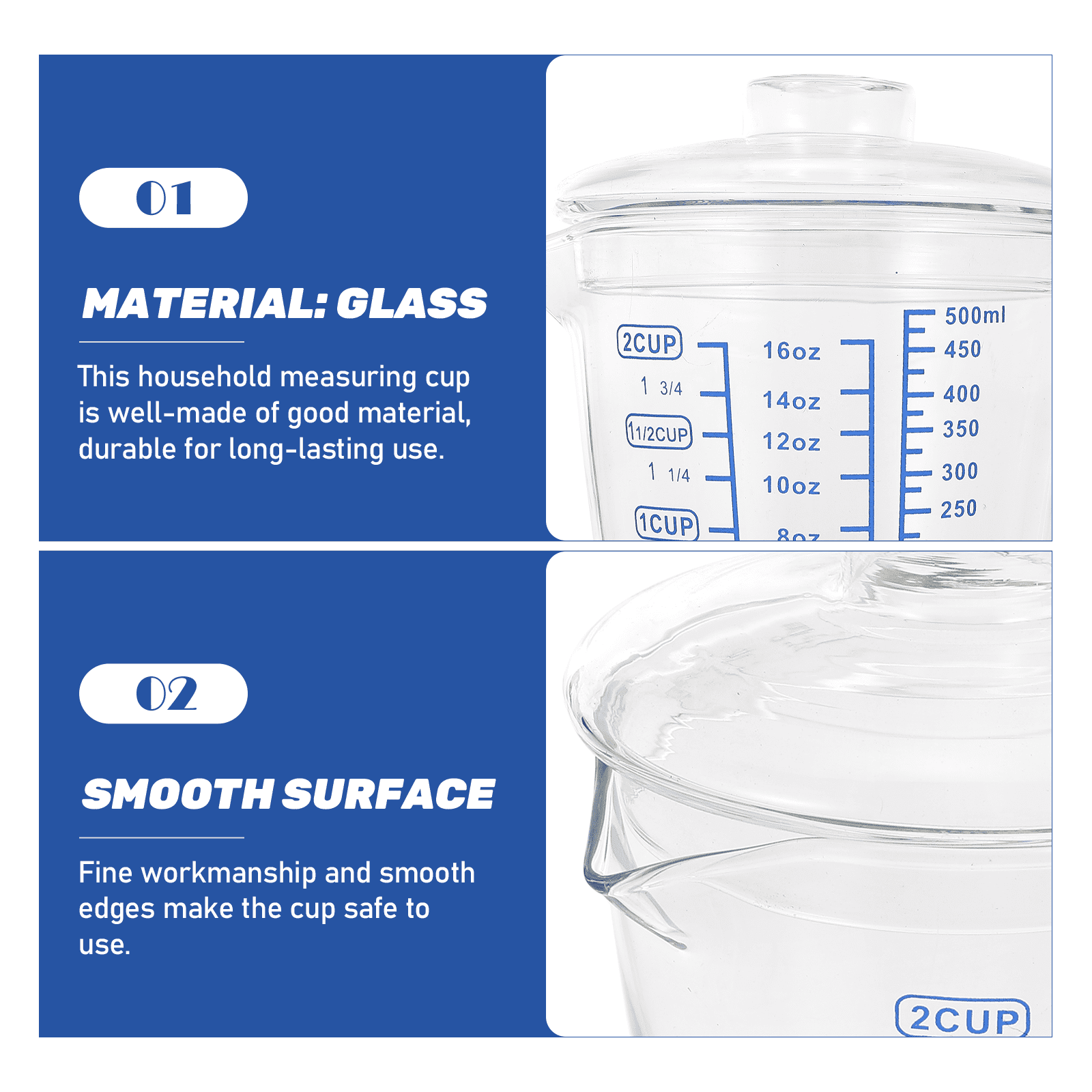 Measuring Cup Beaker Cups Liquid Graduated Mug Mixing Ceramic Jug Lid Scale Pitcher Water Container Marking Scales