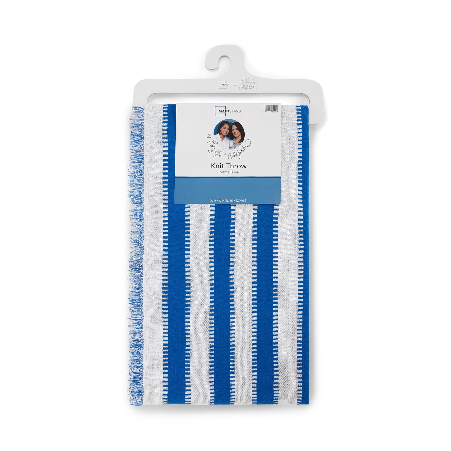 Mainstays by Becky G. & Alejandra Tapestry Knit Throw, Blue Stripe, 50" x 60"