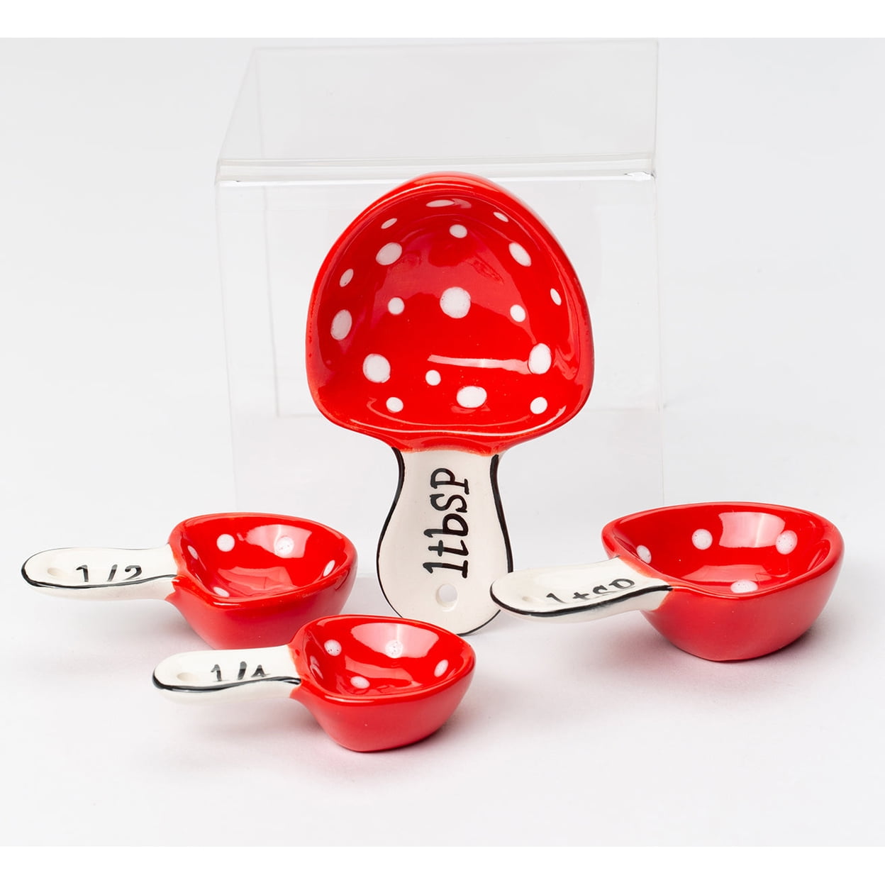 Ceramic Mushroom Measuring Spoons Set of 4 Kitchen Decor Gift for Bakers Moms