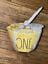 Rae Dunn Yellow Speckled Ceramic Measuring Cups Black Lettering 4-piece set includes 1 each of One Half Third Quarter Cup Kitchen