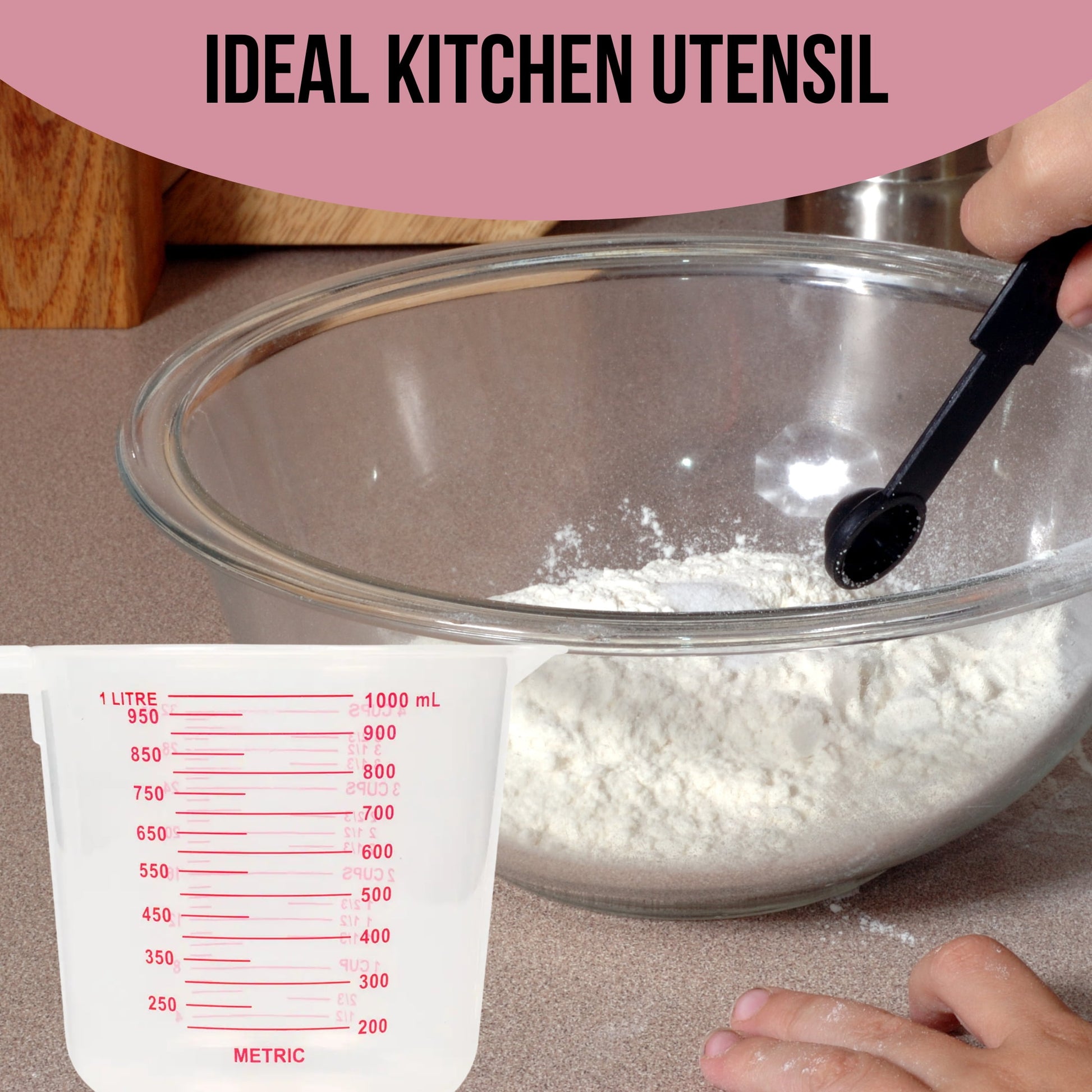 Large 4-Cup Capacity Clear Plastic Measuring Cup, Cooking Baking Home Kitchen Tool with Cups Ounces Milliliter Markings Bakery Restaurant Pastry Cafeterias Cafe Coffee Shops Gift Utensil