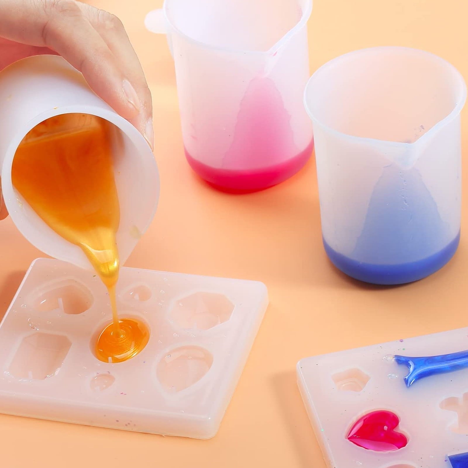 3pcs 100ml Silicone Measuring Cups for Resin, TSV Resin Mixing Cups Non-Stick, Reusable Mixing Cups  for Epoxy Resin, Art, Waxing