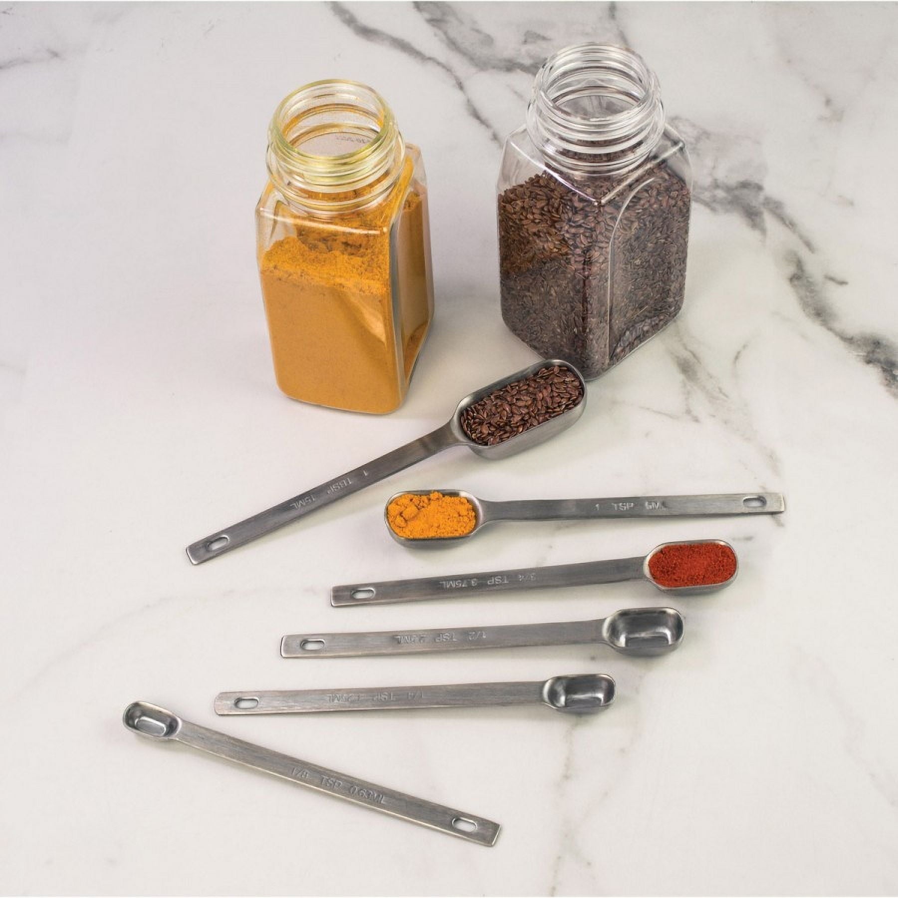 Mrs. Anderson's Baking Liquid Dry Spice Jar Sugar Seasoning Measuring Spoons, Heavyweight 18/8 Stainless steel, Set of 6