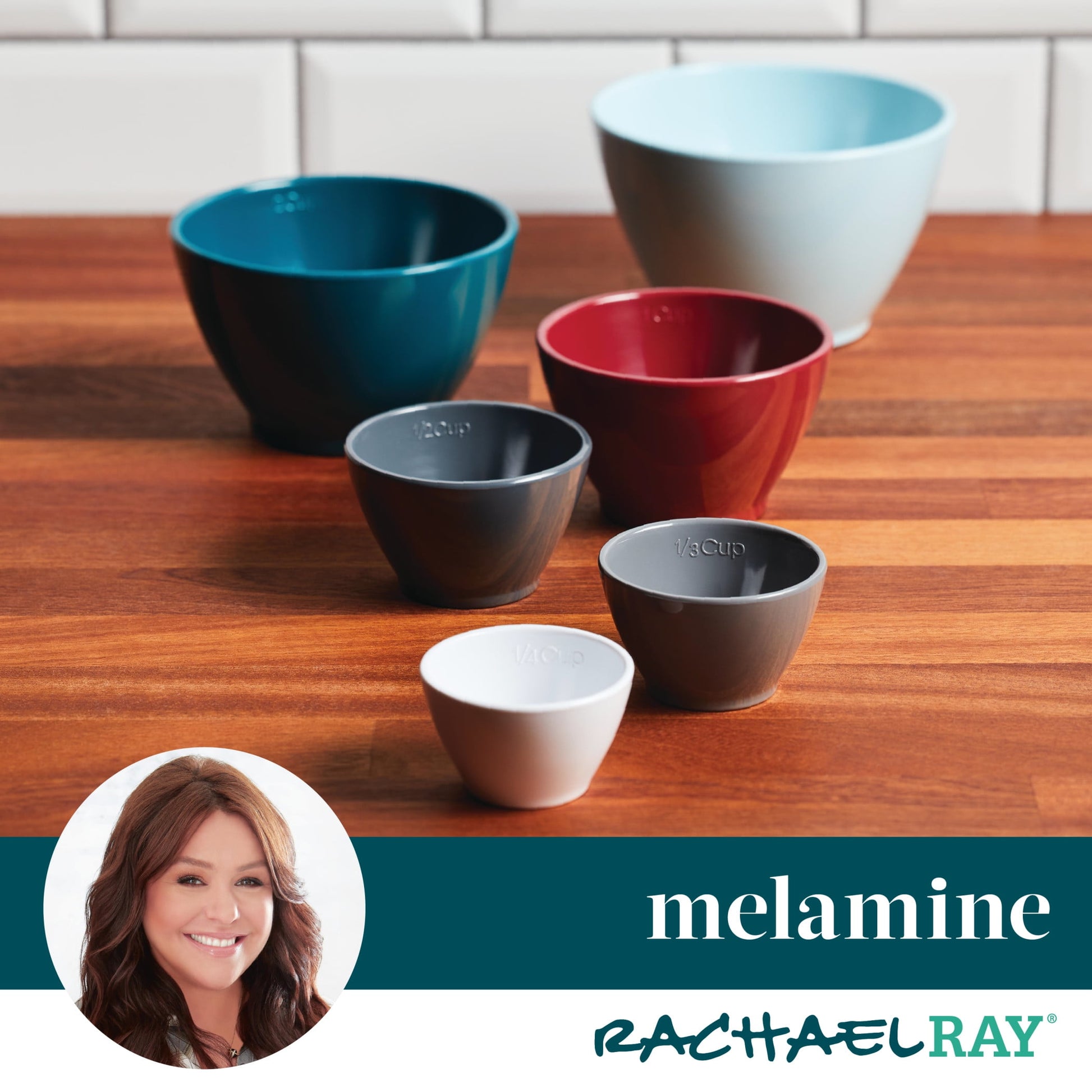 Rachael Ray Create Delicious Melamine Nesting Measuring Cups, 6-Piece, Assorted Colors