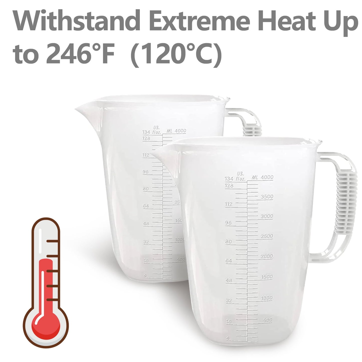 WhiteRhino 1 Gallon Measuring Pitcher,134oz Large Plastic Measuring Cup for Lawn,Pool Chemicals, Motor Oil Fluids