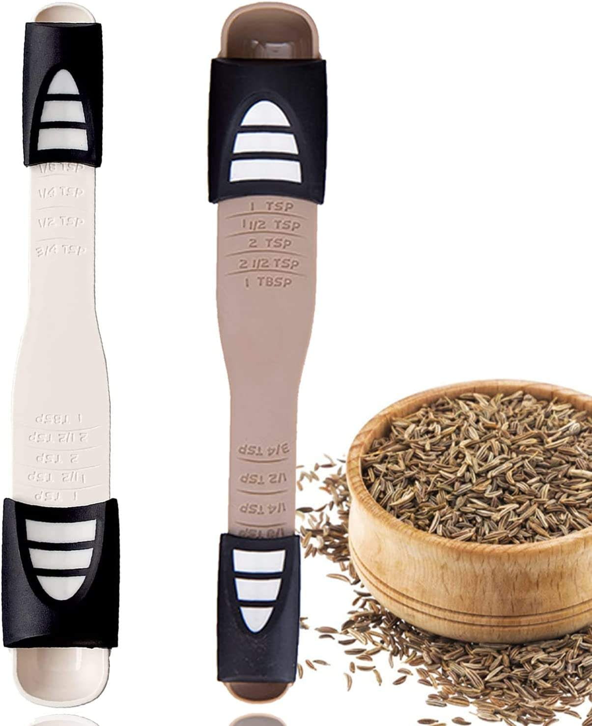 Adjustable Measuring Spoon, Measuring Spoon Double Scale Measuring Dry and Semi-Liquid for Kitchen Baking Tools Spices Double-Ended