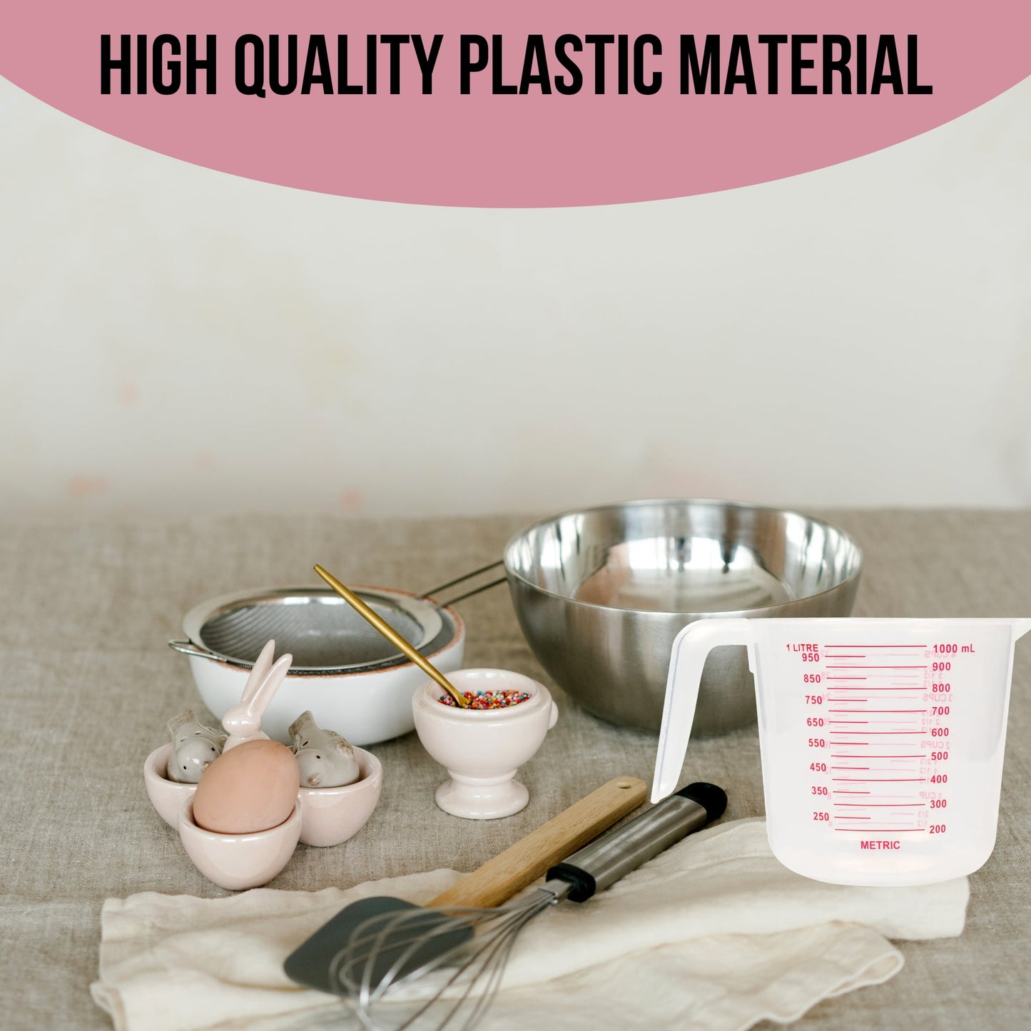 Large 4-Cup Capacity Clear Plastic Measuring Cup, Cooking Baking Home Kitchen Tool with Cups Ounces Milliliter Markings Bakery Restaurant Pastry Cafeterias Cafe Coffee Shops Gift Utensil