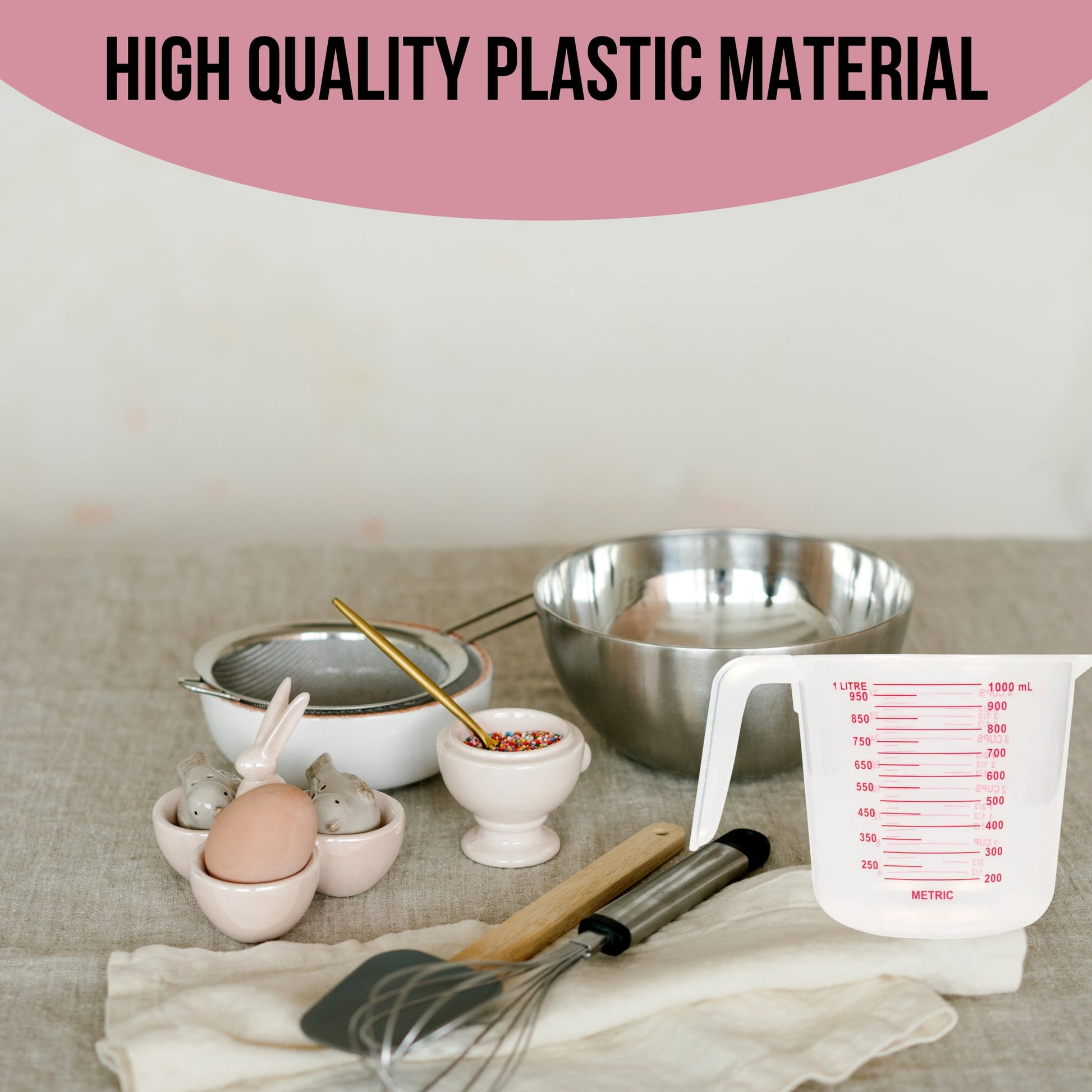 Large 4-Cup Capacity Clear Plastic Measuring Cup, Cooking Baking Home Kitchen Tool with Cups Ounces Milliliter Markings Bakery Restaurant Pastry Cafeterias Cafe Coffee Shops Gift Utensil
