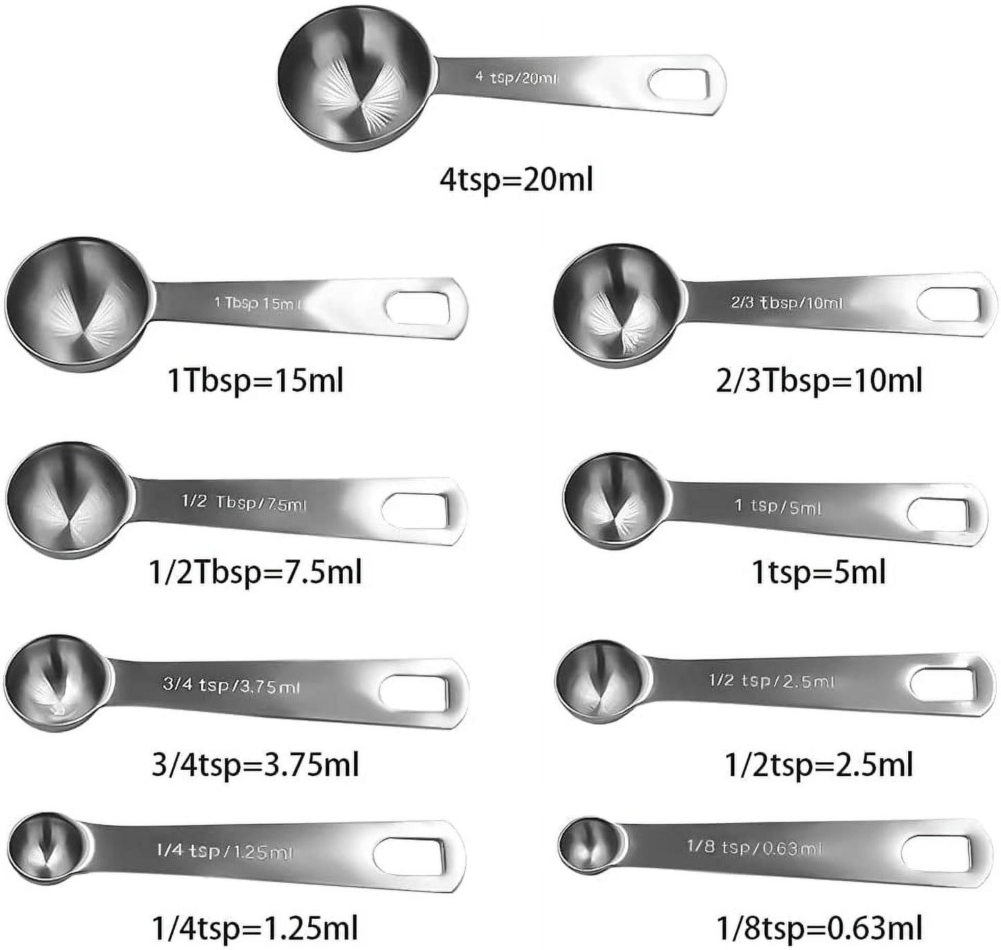 Measuring Spoons, Stainless Steel Measuring Spoons Set of 9, Kitchen Measuring Tools for Ingredients